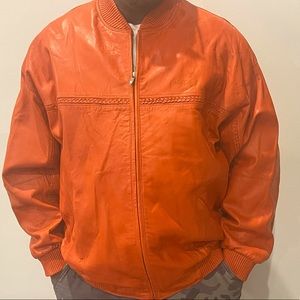 Orange leather Pelle Pelle jacket